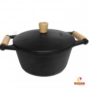 Panela de ferro fundido 3 litros - Alça de madeira e tampa de ferro - Cod.1321 Panela de ferro fundido 3 litros - Alça de madeira e tampa de ferro - Cod.1321